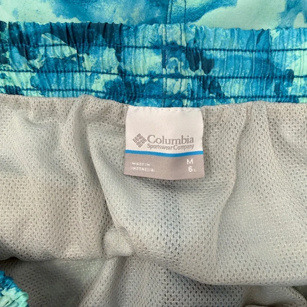 Columbia PFG Rambler Printed Water Shorts Mens Medium Blue Teal Tie Dye Omni NEW